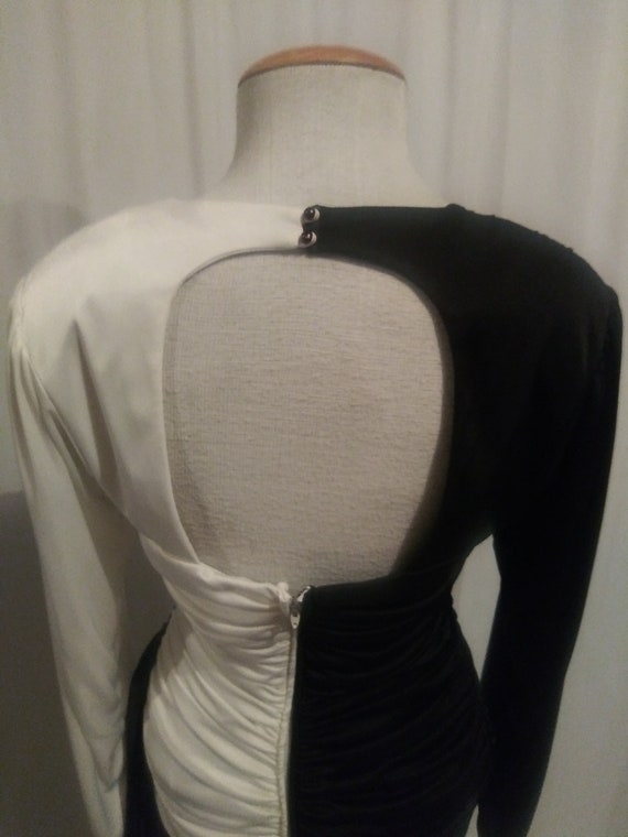 Vintage black and white dress with rhinestones - image 8