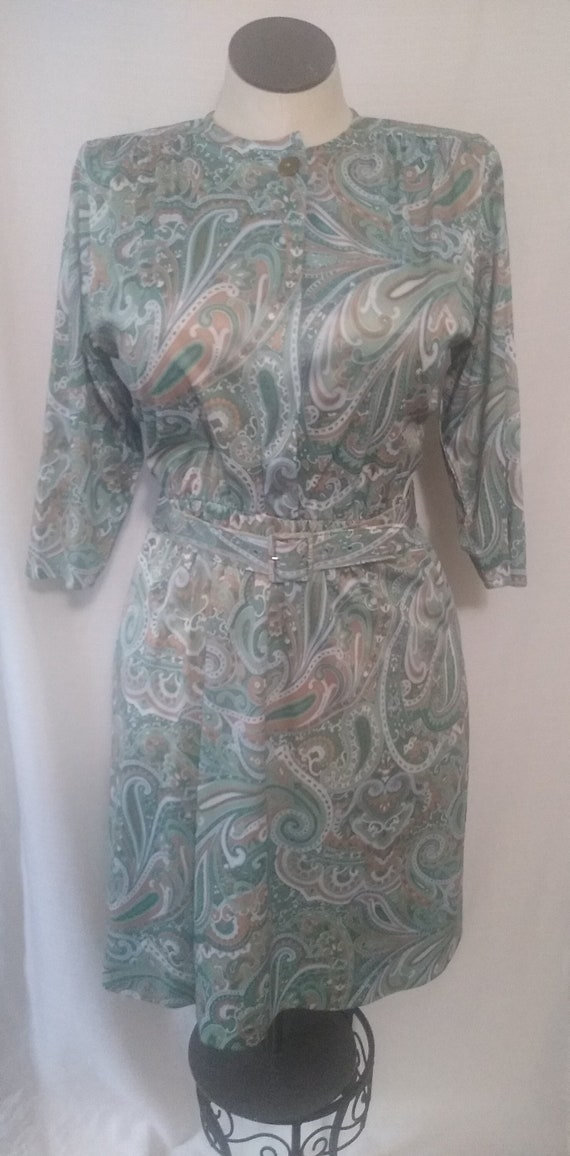 Vintage green and white paisley multi dress