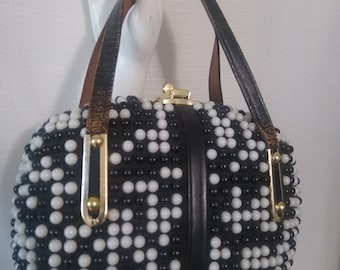 Vintage black and white bump purse