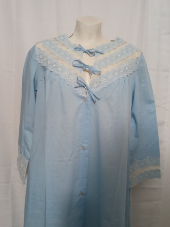 Vintage baby blue night gown with chevron lace