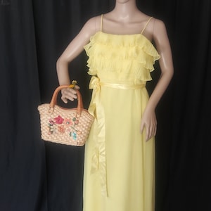 Vintage yellow dress with ruffles image 2