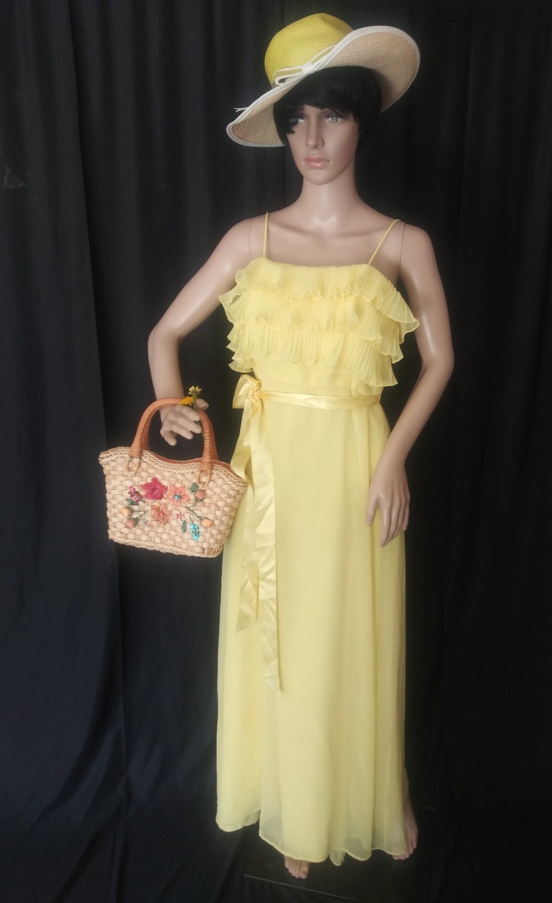 Vintage yellow dress with ruffles image 2