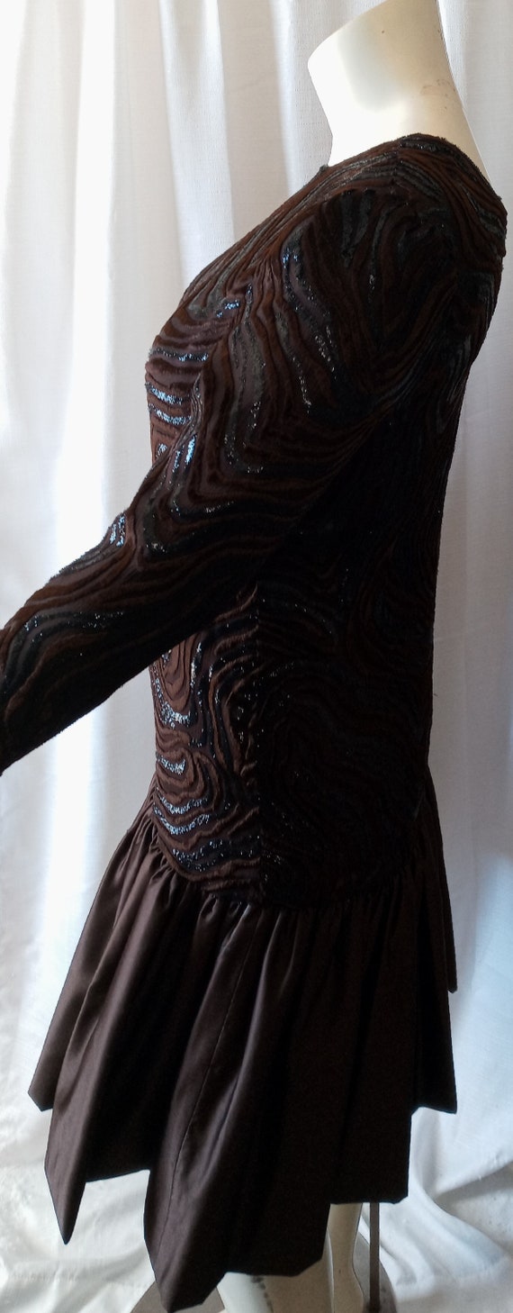 Vintage brown and black striped dress - image 6