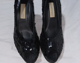 Vintage black sequin pumps