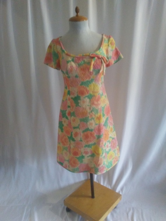 Vintage pink pastel multi quilted dress