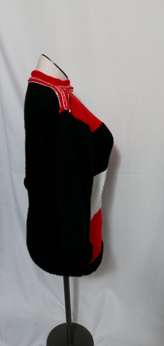 Vintage black, red and white color block sweater - image 5