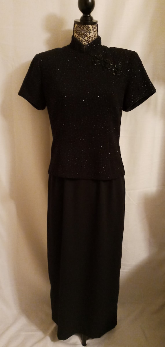 Vintage black asian inspired cheongsam style dress - image 6