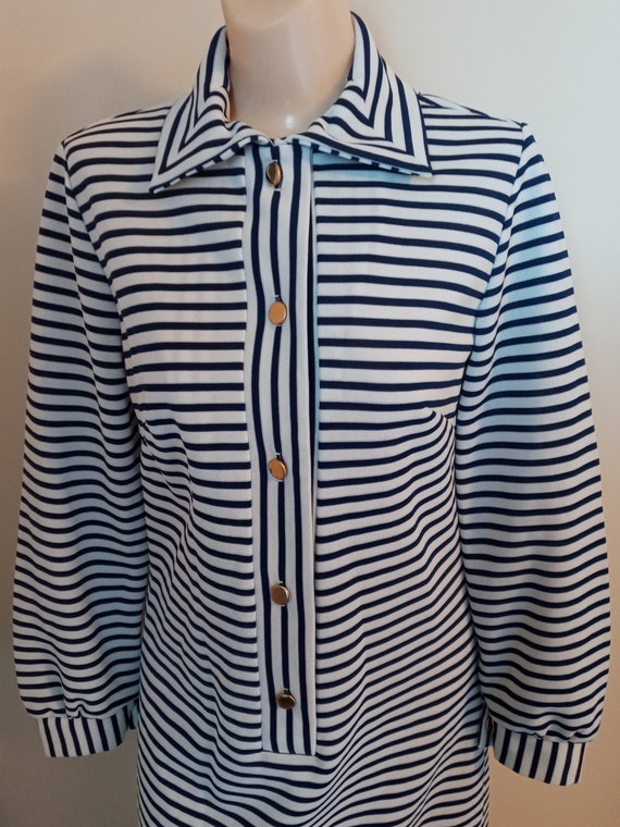 Vintage white and blue striped dress