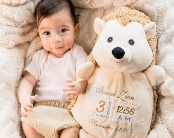 Personalized Stuffed Animal|Birth Stats|Birth Announcement|Baby Arrival|Baby Gift|Keepsake|Baby Shower|Guardian Bear|Memorial Keepsake