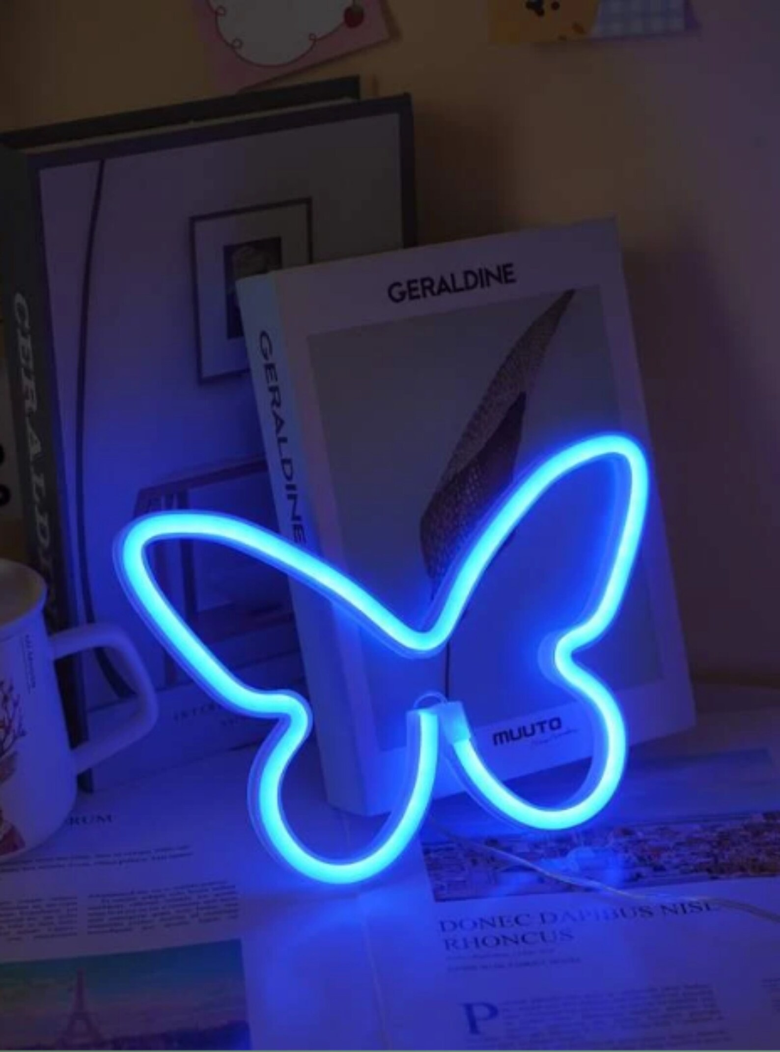 LED blue butterfly lamp decoration Neon wall art Butterfly Etsy