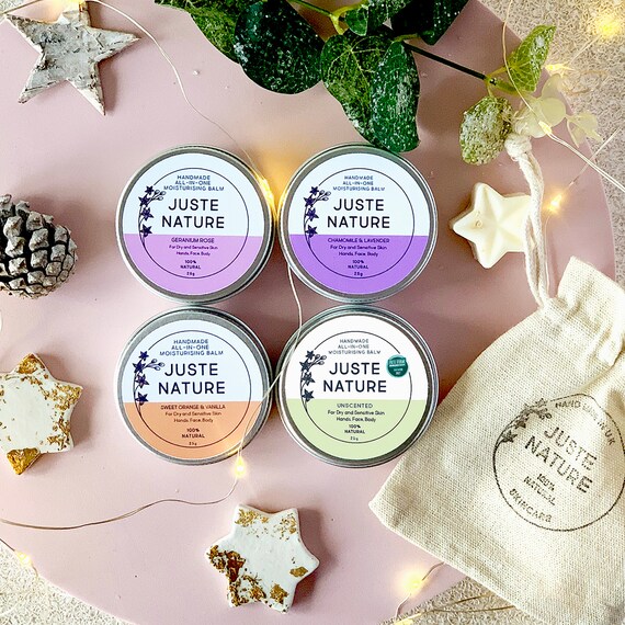 Set Of 4 All-In-One Moisturising Balms- Award Winning Skincare Natural and Organic Balms Formulated for sensitive, dry/eczema prone skin.