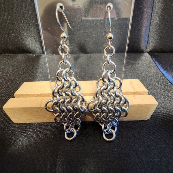 Elegant Chainmail Earrings in European 4 in 1 Weave. Donate to charity!