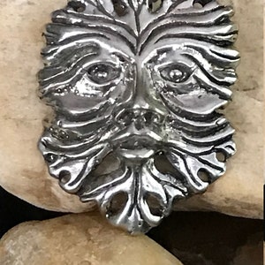 GREEN MAN Silver Pendant .925 Sterling Silver, CELTIC Ancient Forest God of the Trees  Druid. (Large Style)