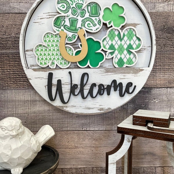 Welcome Door Hanger,Wall Hanger,St. Patrick's Day,Unfinished wood,Blanks,Paint Party,Interchangeable,DIY