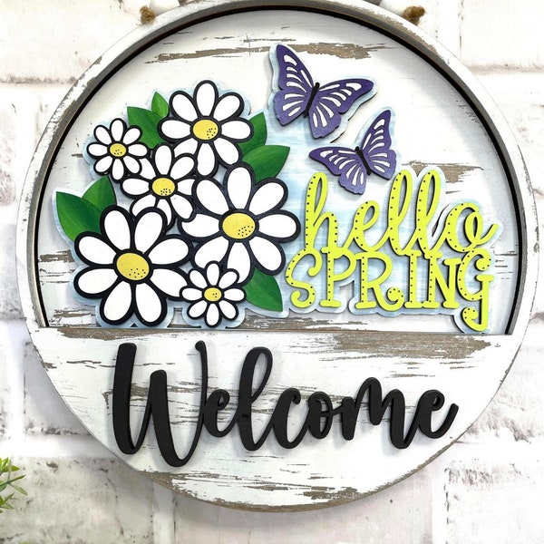 DIY, Welcome Door/Wall Hanger, Hello Spring,  Unfinished, Blanks, Blanks to paint, Paint party