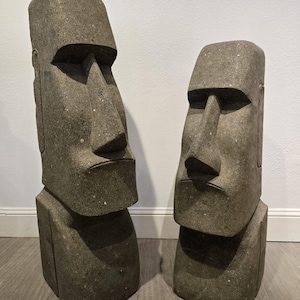 Solid Green Lava Stone Moai Statue