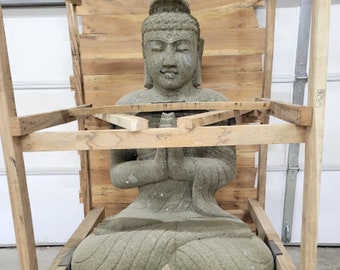 Massive Hand-Carved Lava Stone Buddha