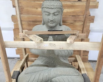 Large Hand-Carved Stone Buddha