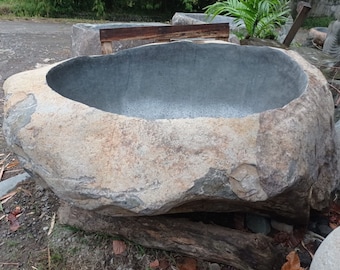 Hand-Carved River Stone Bathtub - Custom Order