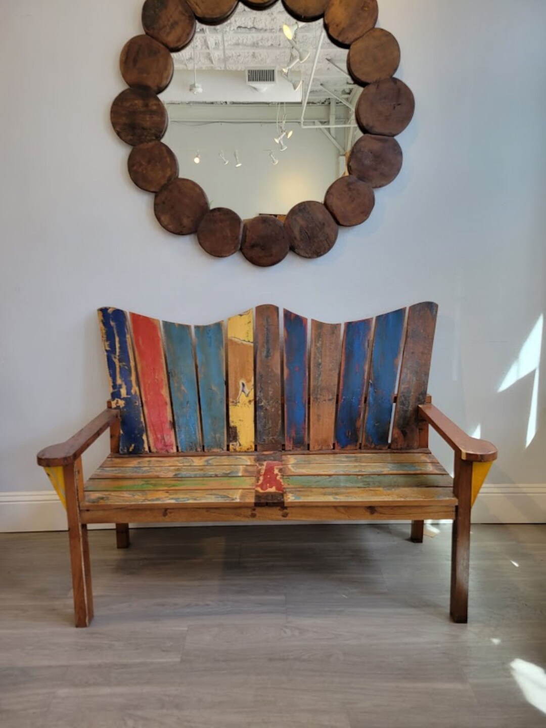 Teak Boat Wood Colored Bench Etsy