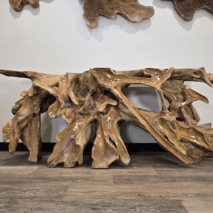 5 ft Carved Teak Root Console Table