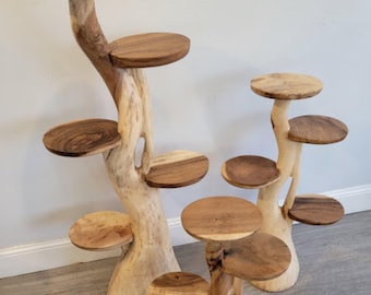 Suar Wood Multi-Shelf Stands - Set of 3