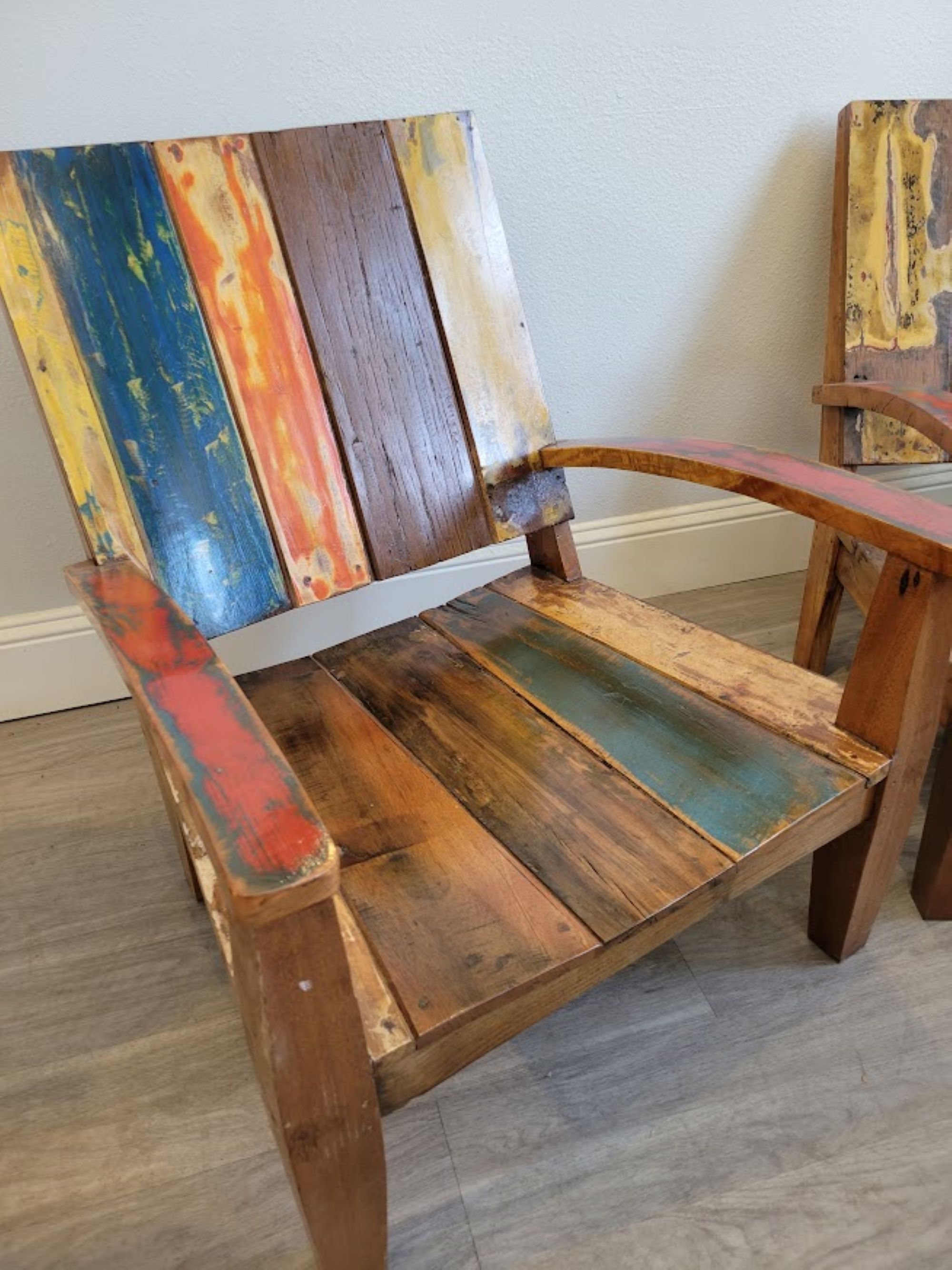 Teak Boat Wood Chairs Set of 2 Etsy