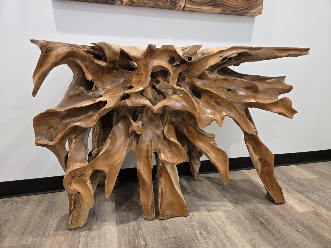 4 Ft Carved Teak Root Console Table - Etsy
