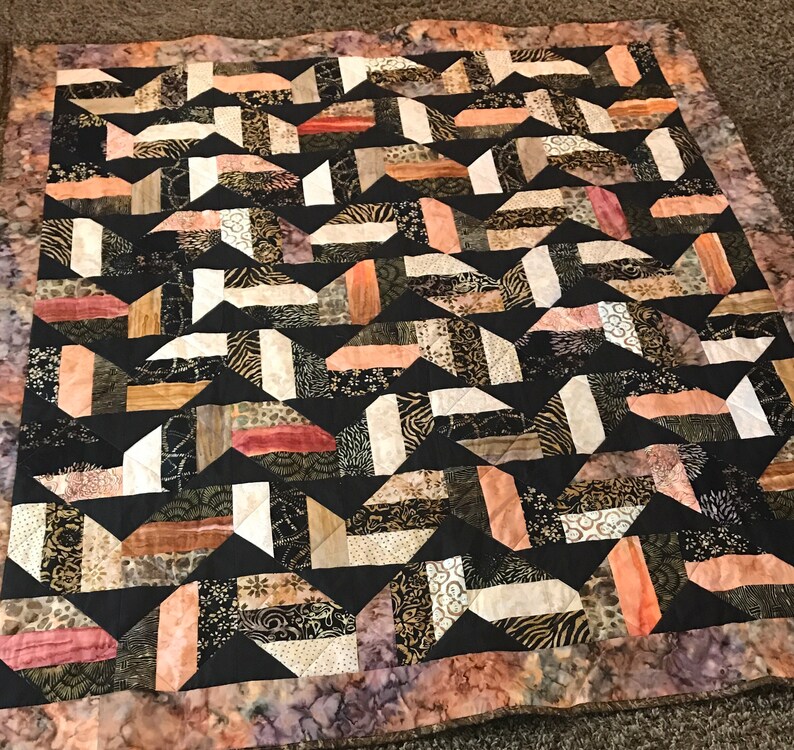 Batik Quilt Zig Zag Pattern Blanket Throw Patchwork Etsy