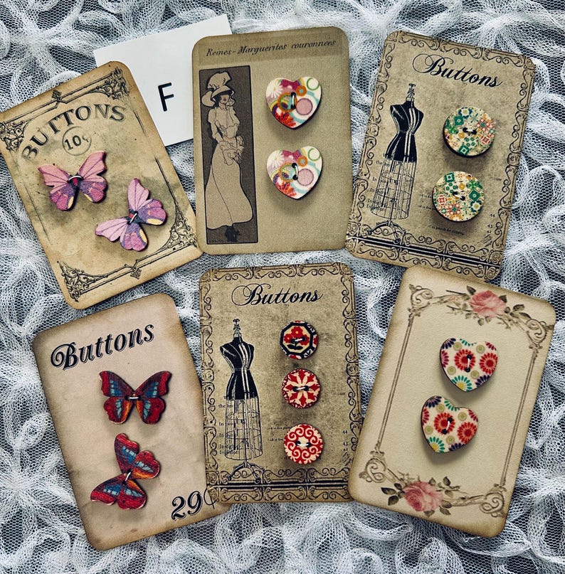 Card Mit Button Button Cards With Buttons (set of 6) - Etsy