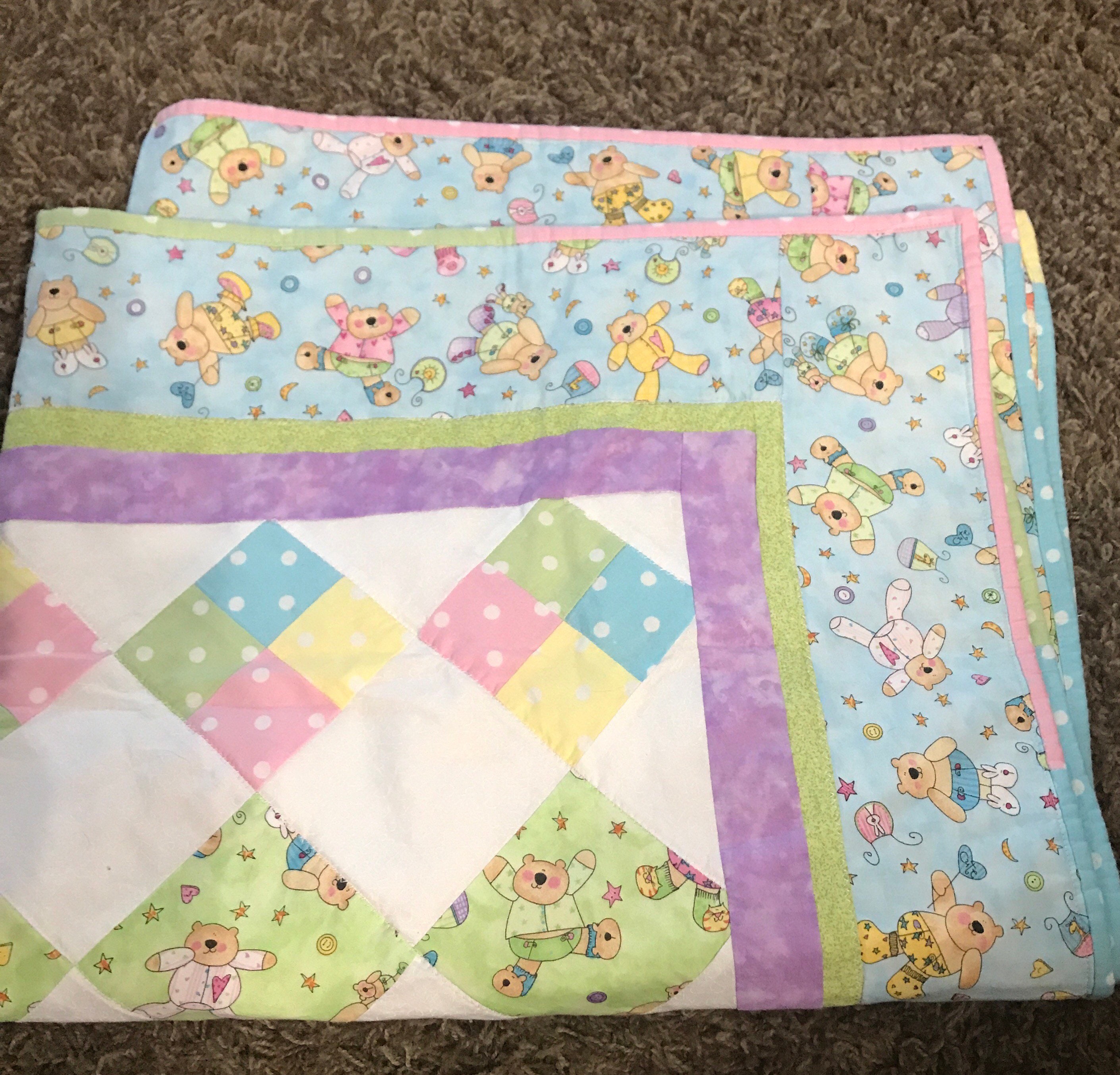 Quilted Bear Baby Blanket Etsy