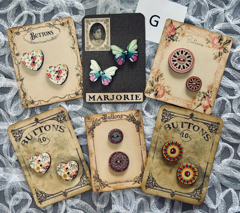 Card Mit Button Button Cards With Buttons (set of 6) - Etsy