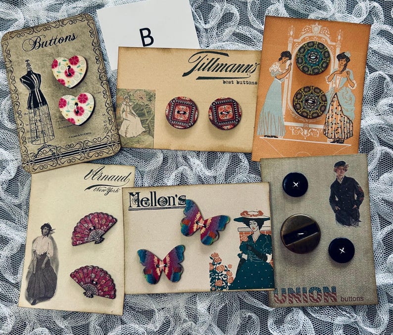 Card Mit Button Button Cards With Buttons (set of 6) - Etsy