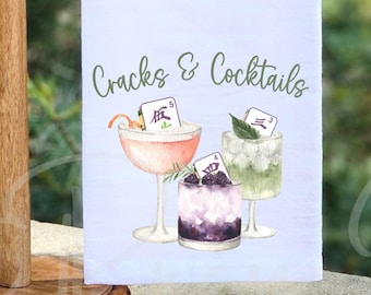 Mahjong Tea Towel: Cracks and Cocktails - Mahjong Gift