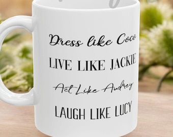 Iconic Women Ceramic Coffee Mug - Coco, Lucy, Audrey, Jackie