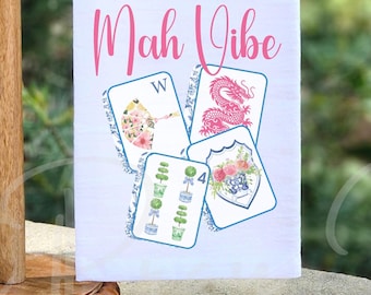 Mah Vibe Tea Towel | 100% Cotton Mahjong Social Club Kitchen Towel | Preppy Coquette Style