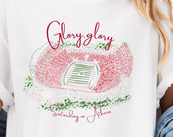 UGA Game Day Comfort Colors Tee  - Hand Drawn Sanford Stadium Tee