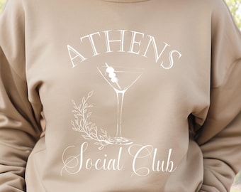 UGA Athens Social Club Sweatshirt with Martini | Vintage Collegiate Style Crewneck |