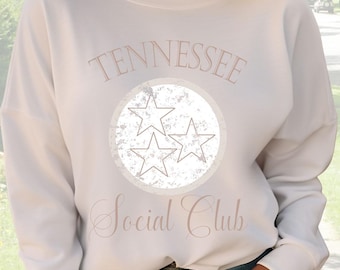 Tennessee Social Club Sweatshirt with State Flag Circle Emblem | Vintage Collegiate Style Crewneck
