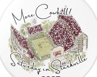 2025 More Cowbell Saturday in Starkville Ornament | Mississippi State Inspired Watercolor Stadium Ornament