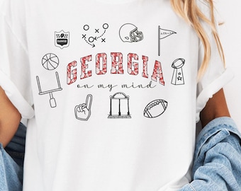 Georgia Toile Print Comfort Colors T-Shirt | UGA Doodle Tee | Southern Graphic Tee