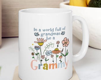 Floral Grammy Mug: Cheerful Grandmother Gift
