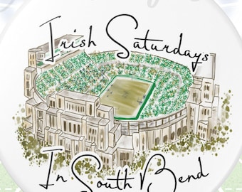 Irish Saturdays In South Bend Ornament | Ceramic Stadium Holiday Decoration