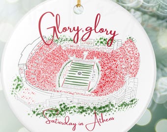 UGA Bulldogs Ornament: Hand-Drawn Sanford Stadium Ornament