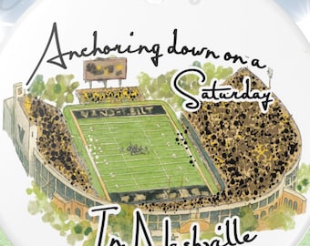 Anchoring Down on a Saturday in Nashville Ornament | Vanderbilt Inspired Watercolor Stadium Ornament