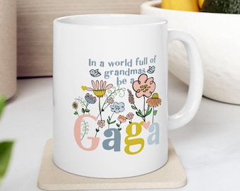 Gaga Floral Coffee Mug: Cheerful Grandmother Gift