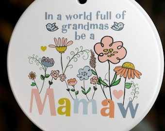 Floral Mamaw Christmas Ornament: Gift for Grandmother