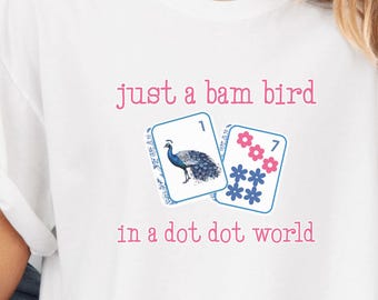 Preppy Mahjong T-Shirt: "Bam Bird in a Dot Dot World" Comfort Colors Tee