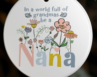 Floral Nana Ornament: Christmas Gift from Grandkids