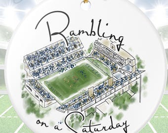 GA Tech Watercolor Stadium Ornament | Rambling on a Saturday | Georgia Tech Inspired Gift